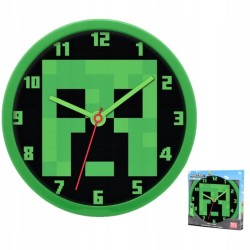 Outlet Zegar ścienny gamingowy Minecraft Creeper 25cm dla dzieci