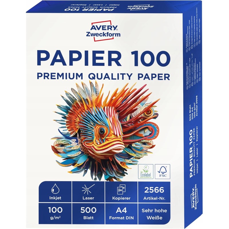 Outlet Papier biurowy Avery format A4 70g 500 arkuszy ryza 100 g/m²