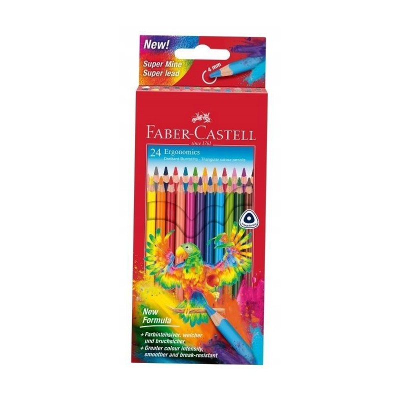 Outlet Kredki ołówkowe trójkątne Faber-Castell 24 sztuki Różnokolorowe