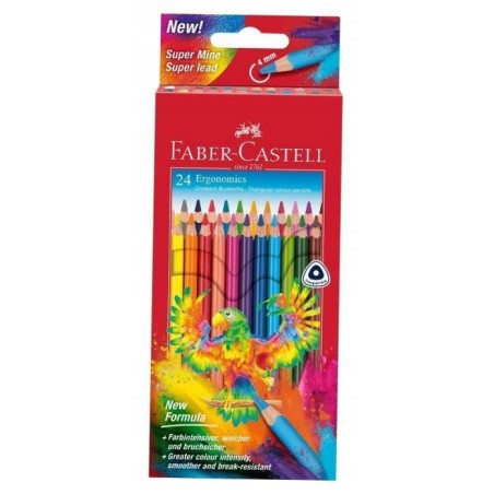 Outlet Kredki ołówkowe trójkątne Faber-Castell 24 sztuki Różnokolorowe