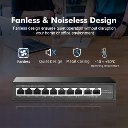 Outlet YuLinca 10-portowy mini switch PoE 120 W metalowy
