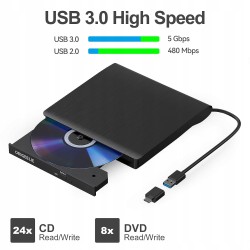 Outlet ORIGBELIE Zewnętrzna nagrywarka CD/DVD +/-RW USB 3.0 przenośna