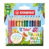 Outlet Kredki drewniane STABILO Trio gruba krótka Animal vibes 12 szt.
