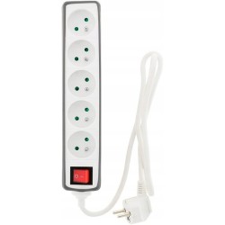 Outlet Przedłużacz listwowy ZENITECH 1 m 5 sztuk gniazdek Szary z