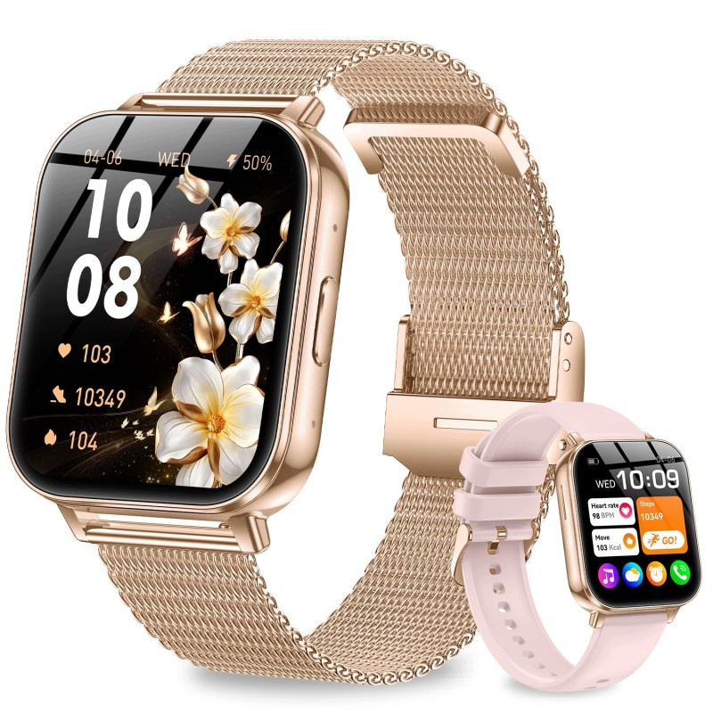 Outlet Fitoncloud Smartwatch Damski 1.83" 1000mAh Rozmowy BT Różowe Złoto