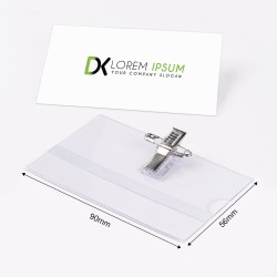 Vicloon Identyfikator z klipsem i agrafką 90x56 mm 25 sztuk przezroczysty