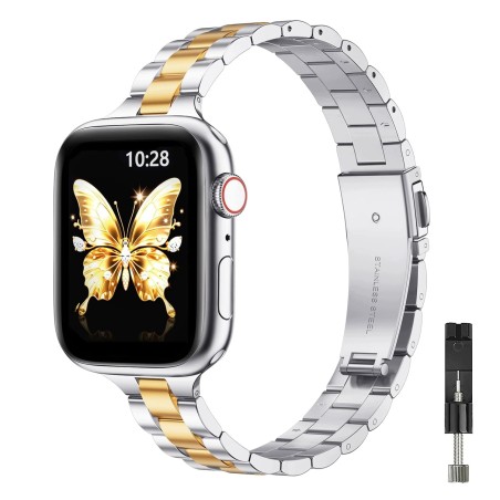 Outlet GEARYOU Metalowa Bransoleta do Apple Watch 38-41mm Srebrno-Złota