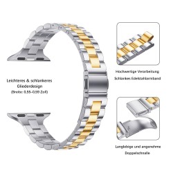 Outlet GEARYOU Metalowa Bransoleta do Apple Watch 38-41mm Srebrno-Złota