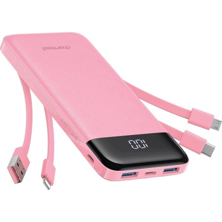 Outlet Powerbank 5V 3A 10000 mAh z wbudowanymi kablami USB A / USB C /