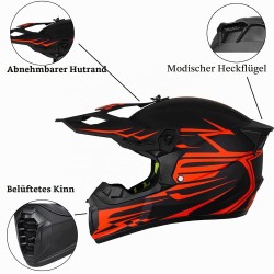 Kask dziecięcy Cross Enduro z goglami i rękawicami L 56-57 cm czerwony