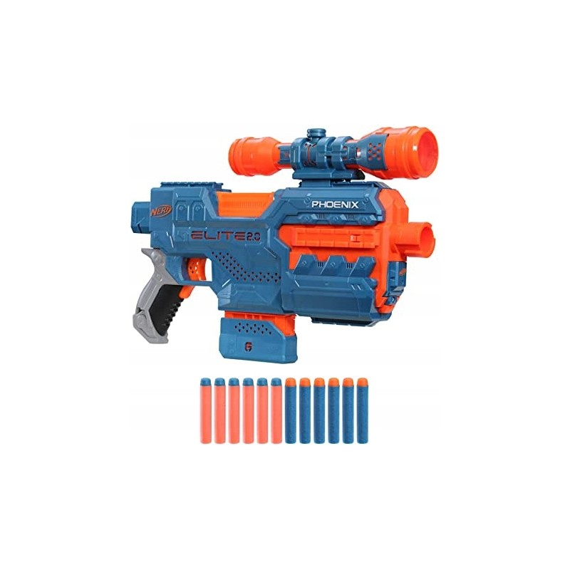 USZKODZONY PISTOLET NERF ELITE 2.0 PHOENIX CS-6 AUTOMAT + CELOWNIK
