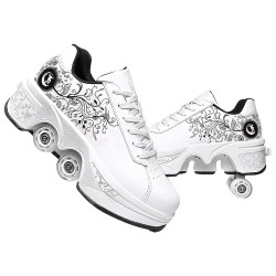 Outlet Buty na kółkach 2w1 Deformation Roller Skates R.39 Biały/różowy