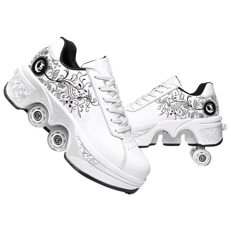 Outlet Buty na kółkach 2w1 Deformation Roller Skates R.39 Biały/różowy