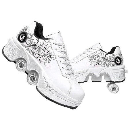 Outlet Buty na kółkach 2w1 Deformation Roller Skates R.39 Biały/różowy