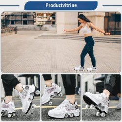 Outlet Buty na kółkach 2w1 Deformation Roller Skates R.39 Biały/różowy