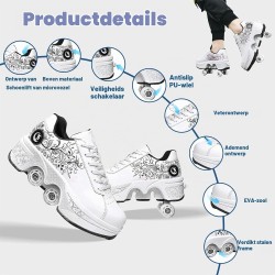 Outlet Buty na kółkach 2w1 Deformation Roller Skates R.39 Biały/różowy
