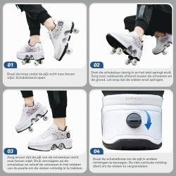 Outlet Buty na kółkach 2w1 Deformation Roller Skates R.39 Biały/różowy