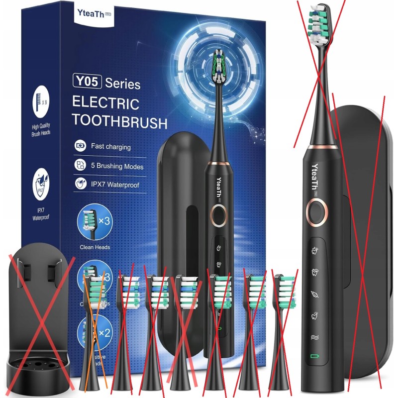 Outlet Szczoteczka Elektryczna do zębów Soniczna YTEATH PRO Y05 czarna