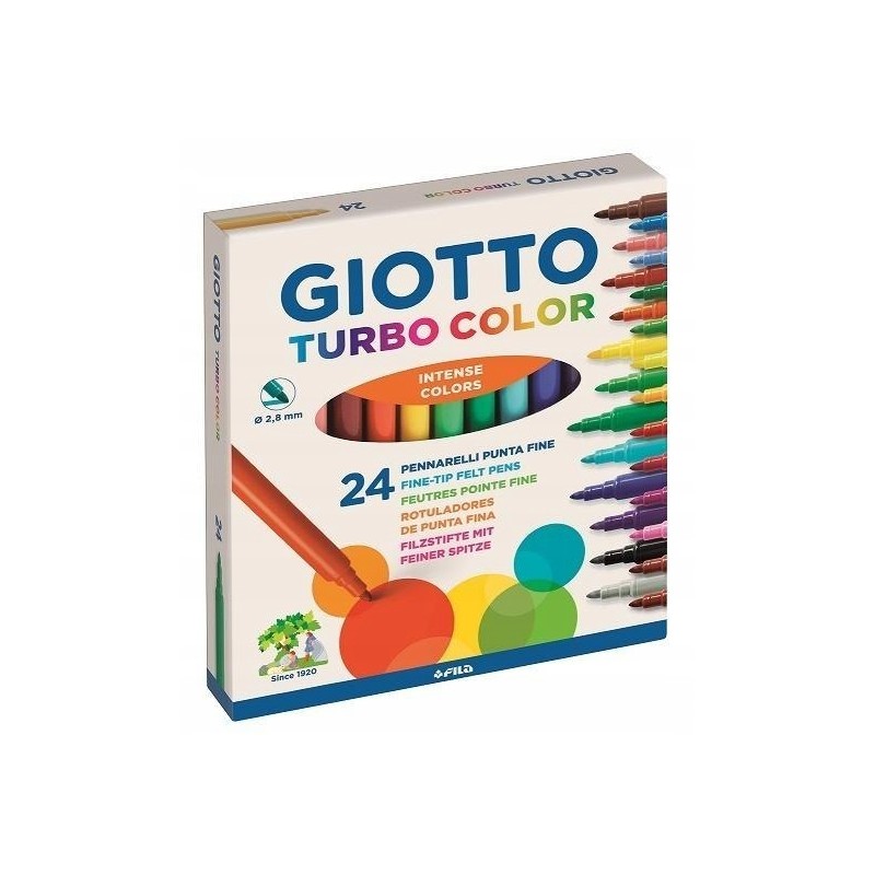 Outlet Giotto Turbo Color flamastry pisaki 24 kolory zmywalne dla dzieci