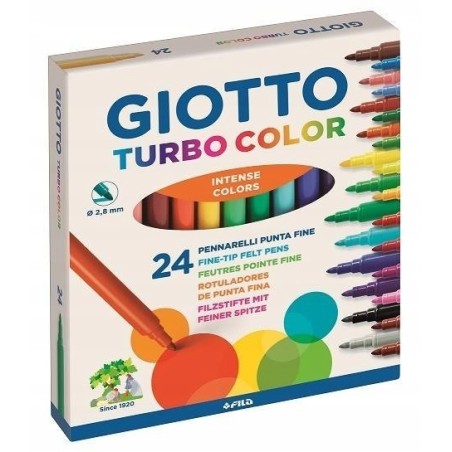 Outlet Giotto Turbo Color flamastry pisaki 24 kolory zmywalne dla dzieci