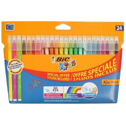 Outlet BIC Kid Couleur Fluo flamastry pisaki dziecięce 24 sztuki zmywalne
