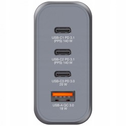 Outlet Ładowarka sieciowa Verbatim GNC-140 3x USB-C PD 140 W 1x USB-A OPIS