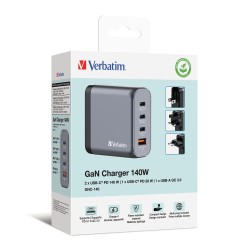 Outlet Ładowarka sieciowa Verbatim GNC-140 3x USB-C PD 140 W 1x USB-A OPIS