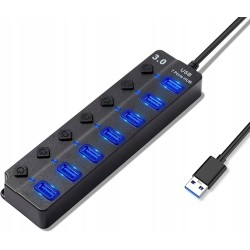 B1283 Hoppac Hub 7 w 1 z 1 USB 3.0 i 6 USB 2.0 Adapter Multiple do PC 1M