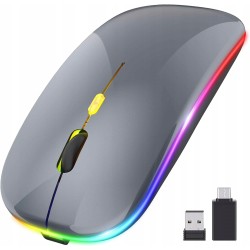 Outlet Mysz Bezprzewodowa Bluetooth USB 2,4GHz LED Szara
