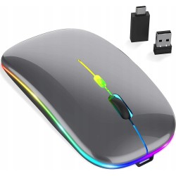 Outlet Mysz Bezprzewodowa Bluetooth USB 2,4GHz LED Szara