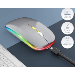 Outlet Mysz Bezprzewodowa Bluetooth USB 2,4GHz LED Szara