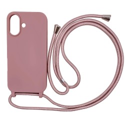 Outlet Ququcheng etui iPhone 16 6,1 ze smyczą elastyczne TPU Rose Gold