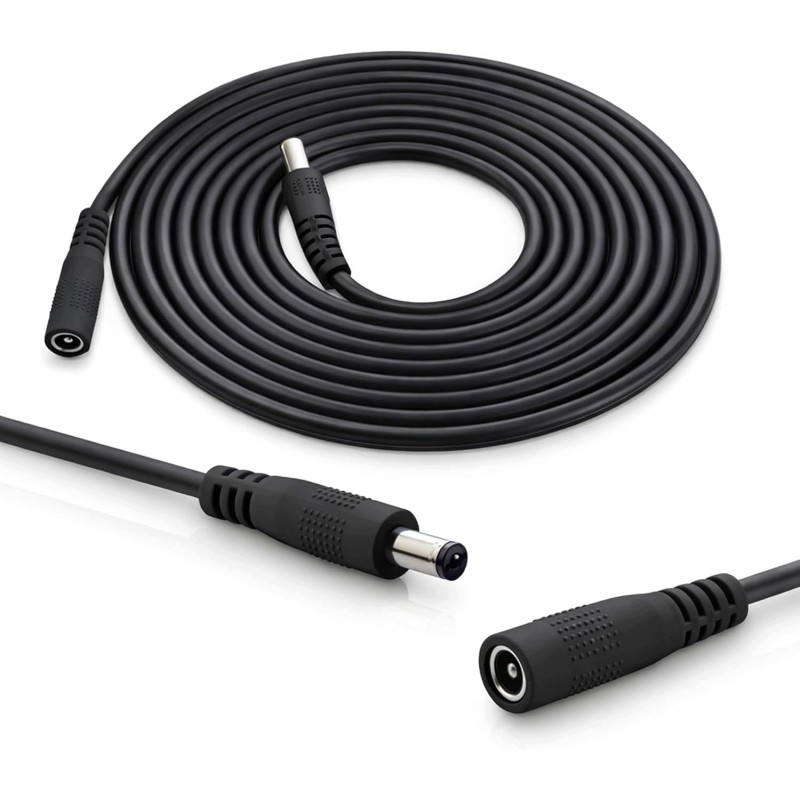 InLine kabel przedłużający DC dł. 5m 3,5x1,35mm męski żeński AWG18 czarny