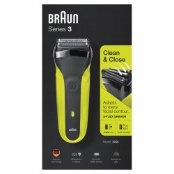 USZKODZONY Braun Series 3 300 Golarka elektryczna czarna/limonkowa