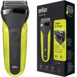 USZKODZONY Braun Series 3 300 Golarka elektryczna czarna/limonkowa