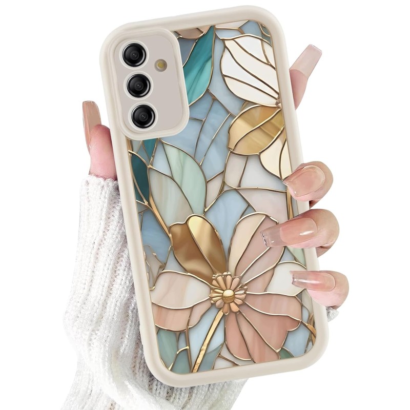 Outlet Xylota etui TPU do Samsung Galaxy A55 5G, kwiatowe, beżowe,