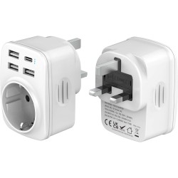 Outlet Adapter podróżny do Anglii UK typ G gniazdo EU 3 USB-A 1 USB-C