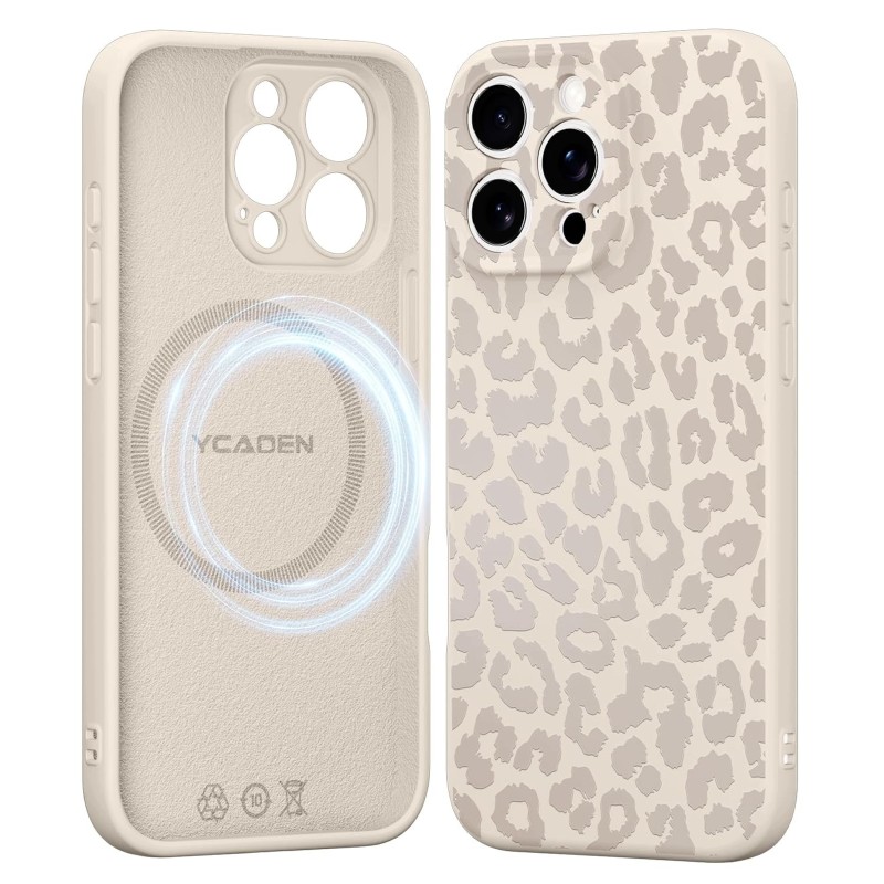 Outlet Saqmkil etui do Apple iPhone 15 Pro MagSafe TPU beżowe leopard