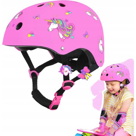 Kask Dziecięcy Rowerowy Jednorożec Regulowany Ochronny Rozmiar S 55 - 58 cm