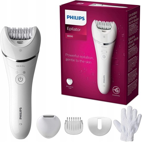 Uszkodzony DEPILATOR PHILIPS BRE715/00 NA MOKRO I SUCHO biały cały zestaw
