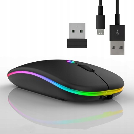 Outlet VINMOOOG MYSZKA BEZPRZEWODOWA CZARNA 108625 kompaktowy rozmiar RGB