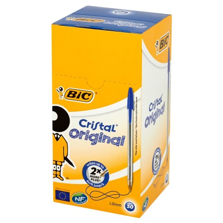 Outlet DŁUGOPIS BIC CRISTAL ORIGINAL NIEBIESKI z SKUWKĄ BIUROWY SZKOLNY 1MM