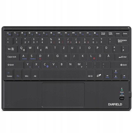Outlet 1byone DIAFIELD klawiatura Bluetooth czarna z touchpadem format ES