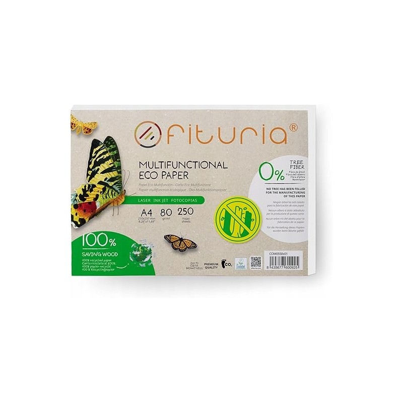 Outlet Papier recyklingowy A4 250 sztuk ekologiczny Fituria80 gr/m do biura