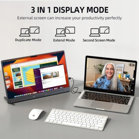 UPERFECT Przenośny monitor FHD 1080P 15,6", ekran IPS, matowy