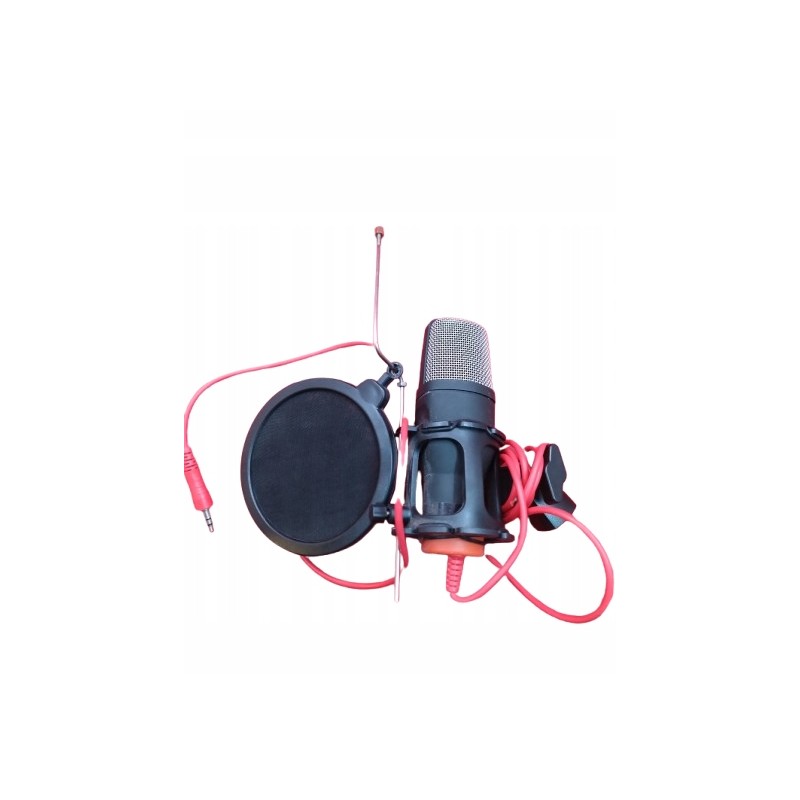 Outlet MIKROFON czarny mały dobra jakość kabel Jack czerwony z uchwytem Outlet MIKROFON czarny mały dobra jakość kabel Jack czerwony z uchwytem