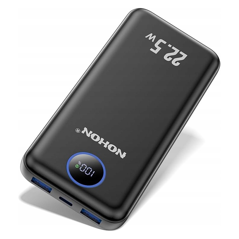 Outlet NOHON Powerbank 22,5 W 10 000 Mah czarny kompaktowy USB 3.0 x2 Kabel