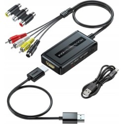 Konwerter 2 w 1 RCA/Svideo na HDMI z przełącznikiem Ouptut 720P/1080P