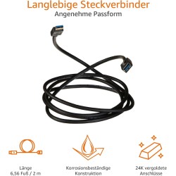 Outlet AmazonBasics 15M8 kabel USB długość 2 m 3.0 (3.1 Gen 1) USB A Czarny