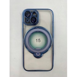 ETUI IPHONE15 MAGSAFE PRZEŹROCZYSTE NIEBIESKIE KRWĘDZIE OCHRONA APARATU